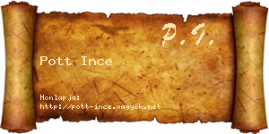Pott Ince névjegykártya